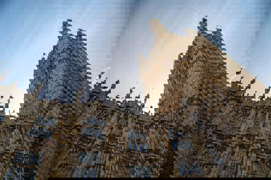 low angle of Palace of Westminster